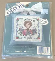 1997 Dimensions Cherished Charms "I Believe in Angels" Floral Cross Stitch Kit