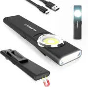 E5 Rechargeable Flashlight 600 Lumens USB-C Slim W/ Magnetic Base Black