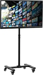 Mobile TV Cart 13-50in LCD LED OLED 4K Stand Wheels, Black