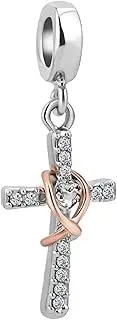 [ZakiaHo] Religious Cross Infinity Rose Gold Plated Charms for Bracelets I Can Do all Things Christian Inspired Tattoos Charm Bead Compatible with Pandora Charms Bracelets, Copper, No Gemstone