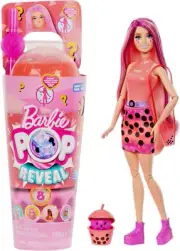 BARBIE DOLL Pop Reveal BOBA in Mango Mochi TEA Cup w 8 SURPRISES New SEALED NIB