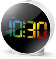 Digital Alarm Clock for Teens, Alarm Clocks Bedside with Large Curved LED