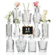 Small Clear Bud Vases Bulk 12 Pack Mini Flower Glass Vases for Centerpiece Table
