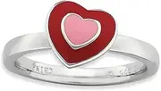 [JewelryWeb] 925 Sterling Silver Moveable Red Enamel Pink-Enamel Stackable Polished Enameled Love Hearts Ring-Stackable-Ring for Women