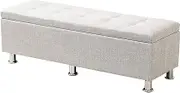 Storage Benches Linen Storage Stool Sofa Stool Long Bench Household Change Shoe Bench Storage Box Bedroom Bed End Stool Multifunction Rest Stool(Gray,120x40x40cm)