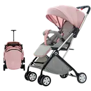 Pink Lightweight Compact Baby Stroller Pram Easy Fold Travel Easy Carry