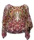 Unique Spectrum Women's Size M 3/4 Kimono Sleeve Top Elastic Waistband Chiffon