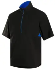 NEW MENS FOOTJOY GOLF S/S 1/4 ZIP HYDRO LITE X RAIN JACKET, BLACK/BLUE, LARGE