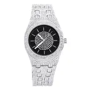 Techno Pave Bling Men's Silver Plated Iced Rapper Metal Band Watches WM 9077 SBK