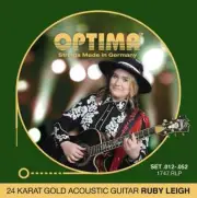 Optima 24K Gold Plated Ruby Leigh Acoustic Guitar Strings 12-52 1747.RLP