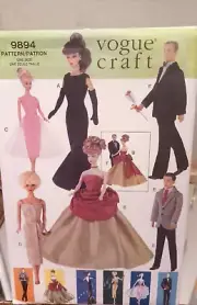 Vogue Craft Pattern 9894 Vtg Fashions Barbie & KEN Retro doll Collection UNCUT