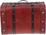 1Pc Elegant Retro Wooden Suitcase Storage Box with Handle for Organizing Treasures Vintage Style Case for Home Decor and Practical Use