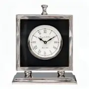 Modern Silver & Black Square Doyle & Co Clock on Stand- Mantel Shelf Home Decor