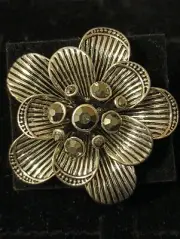 Paparazzi Hematite Silver Flower Ring