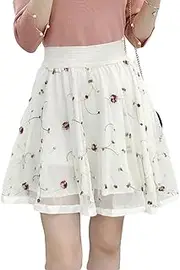 [ERTYUIO] Active Skirt Short Short Skirt Floral Print High Waist Skirt