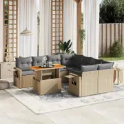 Garden Sofa Set with Cushions Modular Sofa 9 Piece Black Poly Rattan vidaXL