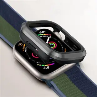 適用蘋果手表S8金屬邊框iWatch7se硅膠套防摔保護殼ultra2合1雙色