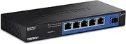 TRENDnet 4-Port Gigabit Switch with SFP Slot, 10 Gbps Switching Capacity, Fanless, Metal Housing, Magnet Mount, Lifetime Protection, TEG-S51SFP