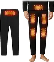 [IMYOGI] Cozy Heated Thermal Underwears, Fleece Lining Electric Heating Base Layer Men Women Long Johns Set for Outdoor Sport