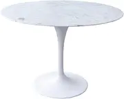 Tulip 100cm Round Marble Dining Table - Aluminium