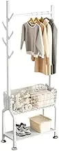 Hall Tree with Shoe Storage, Coat Rack Freestanding Metal, Coat Rack Stand with Shelf, 3-in-1 Coat Rack Shoe Bench Entryway Hall Tree for Hanging Jacket, Scarf (Color : /White, Size : 85cm)