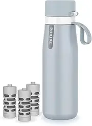 Philips GoZero Everyday Insulated Stainless Steel Water Bottle 3 Philips Tap Water Filters BPA Free Transform Tap Water into Healthy Tastier Water Keep Drink Hot/Cold,18.6 oz,Blue AWP2771BLQ13/37