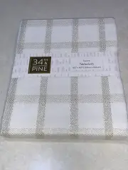 34 th & Pine Tablecloth White Gold Metallic Square 60” x 60” Holidays NWT