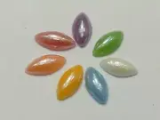 200 Mixed Color AB Horse Eye Flatback Glass Cabochon Ceramic Half Pearl 8X4mm