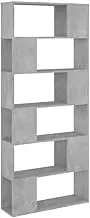 Bookcase Room Divider | Engineered Wood Standing Shelf | Space Saving Cabinet for Living Room & Office | 80x24x186 cm Concrete Grey