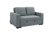 Sarantino Hoffman Linen Sofa Bed with Cushions & Cup Holders Dark Grey