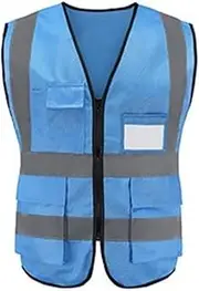 WSLCN High Visibility Safety Vests Hi Vis Vests Night Work Reflective Vest, Blue
