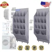 Collapsible Over the Door Shoe Rack with 28 Pockets & 12 Metal Hooks - Two Pack