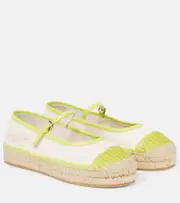 [Jimmy Choo] Jimmy Choo Aciel leather-trimmed canvas espadrilles AU 7 green