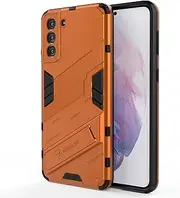 [JOJOBE] Horizontal Kickstand Case for Samsung Galaxy S21 5G Cover case Phone Holder with Vertical Kickstand Case Compatible with Samsung S21-orange