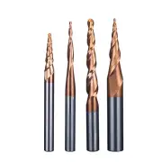 R0.25-R2.0 Carbide 2-Flute Tapered Ball Nose End Mill CNC Cutting Router Bit