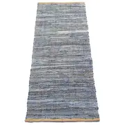 Chardin home Farmhouse Rag Rug Runner 2x5 feet Denim Blue | Cotton & Jute Han...