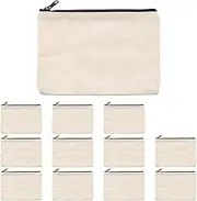 12 Pcs NUZAMAS Canvas Makeup Bags DIY Craft Zipper Bags Pouches Pencil Case Make Up Cosmetic Pouches Bags Cases for Travel Craft School Toiletry