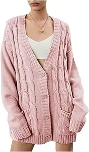 [XUYANHUA] Knitted Sweater Womens Fashion Loose mid-Length Knitted Cardigan Jacket (Light Gray,XL)