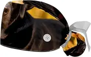 [YTYVAGT] 2-Pc,Gourd-Shaped Working Cap,Fisherman Hat with Buttons and Cotton Sweatband,Autumn Dog Black Labrador Retriever