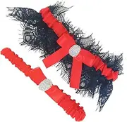 [ANDRESLAD] Bridal Lace Bowknot Leg Rings Garters for Wedding Elegant Lace Garters Set for Wedding Party
