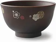 Miyamoto Sangyo Soup Bowl, Wood Grain, Medium, Plum Small Crest