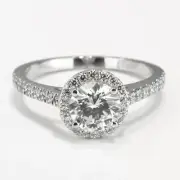 1.60 CT Sparkling Round Cut Diamond Engagement Ring 18K White Gold D/SI1-SI2