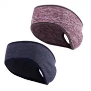 Fleece Ear Warmer Headband with Ponytail Hole Running Headband Thermal Ear Muffs