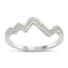 Ring Sterling Silver 925 Lab White Opal Rhodium Plated Height 7 mm Size 4 - 10