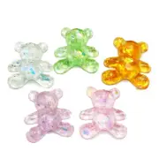 20 Pcs Mixed Glossy Color Resin Cute Cartoon Bear Flatback Cabachons 1.3" Charms