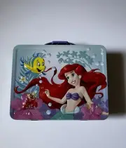 Disneys Little Mermaid Embossed Tin Lunchbox Ariel Flounder Sebastian