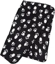 DRESSOOS Pet Blankets Double-Sided Fleece Animal Bedding for Dogs and Cats Black White Paws