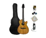 Haze HSDP836CGC Spalted Maple Veneer Top, Round-Back Acoustic/Classical Guitar