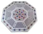 2'x2' Marble Side Table Top Antique Work Floral Fine Marquetry Art Gifts