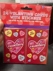 Valentine Cards With Stickers 24ct. Party Supply New!!!